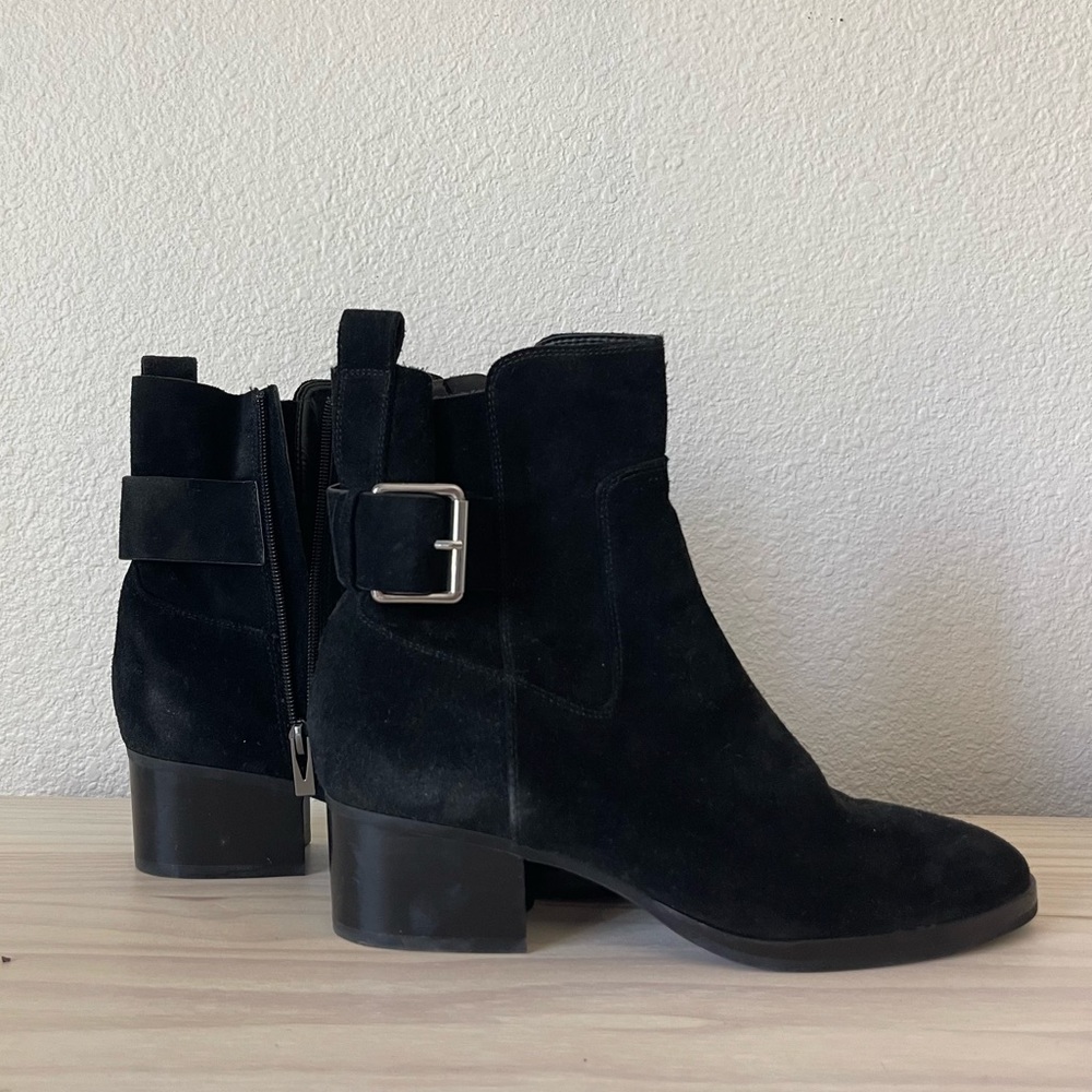 Black booties with belt